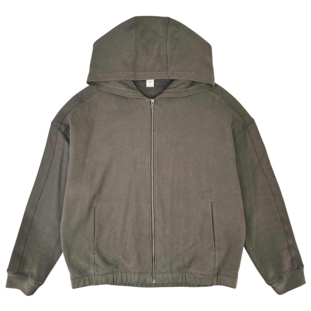KOTN Gray Heavyweight Micro Rib Relaxed Fit Egyptian Cotton Zip Up Hoodie sz M